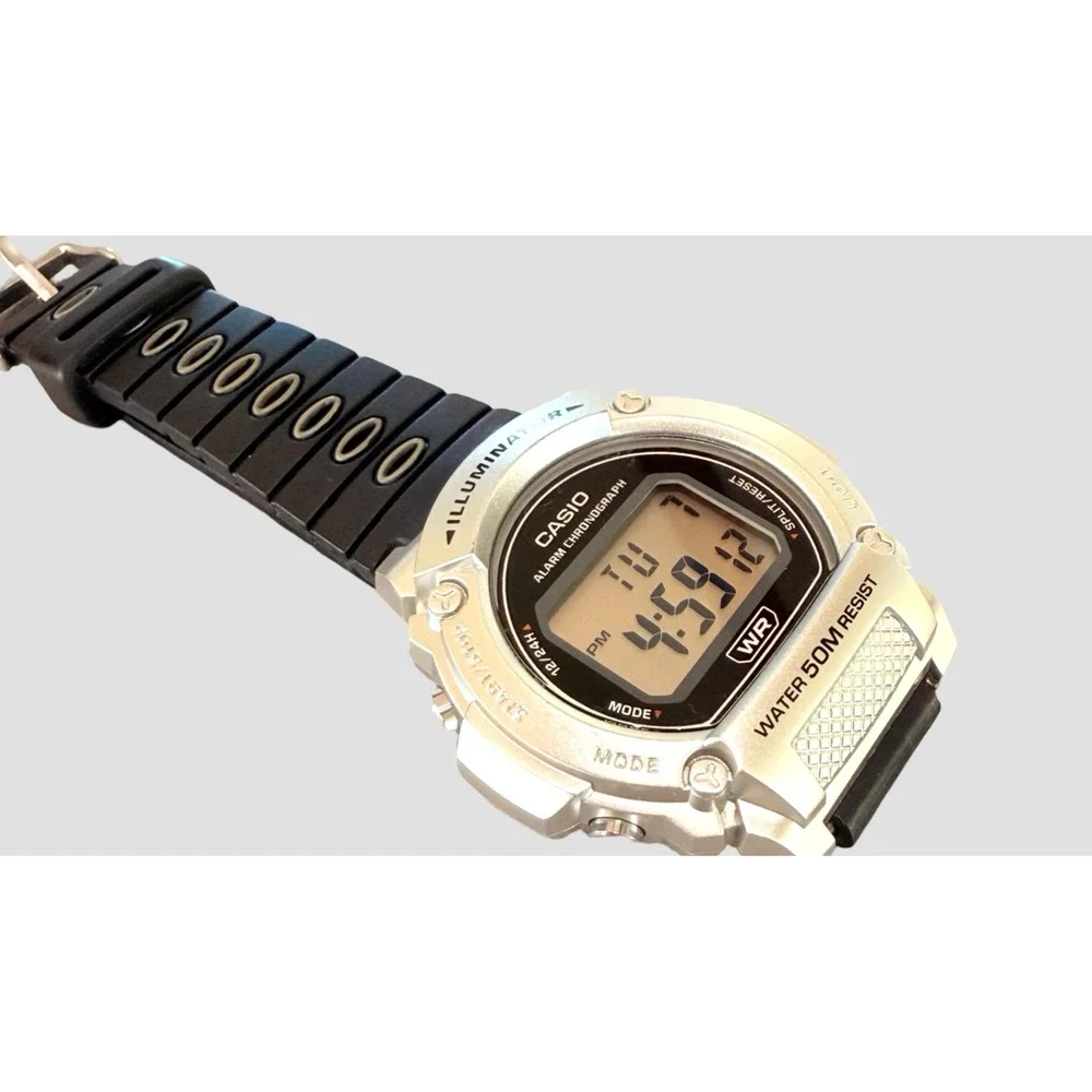 Casio W-219H Illuminator Digital Alarm Chronograph 50M Watch New Battery